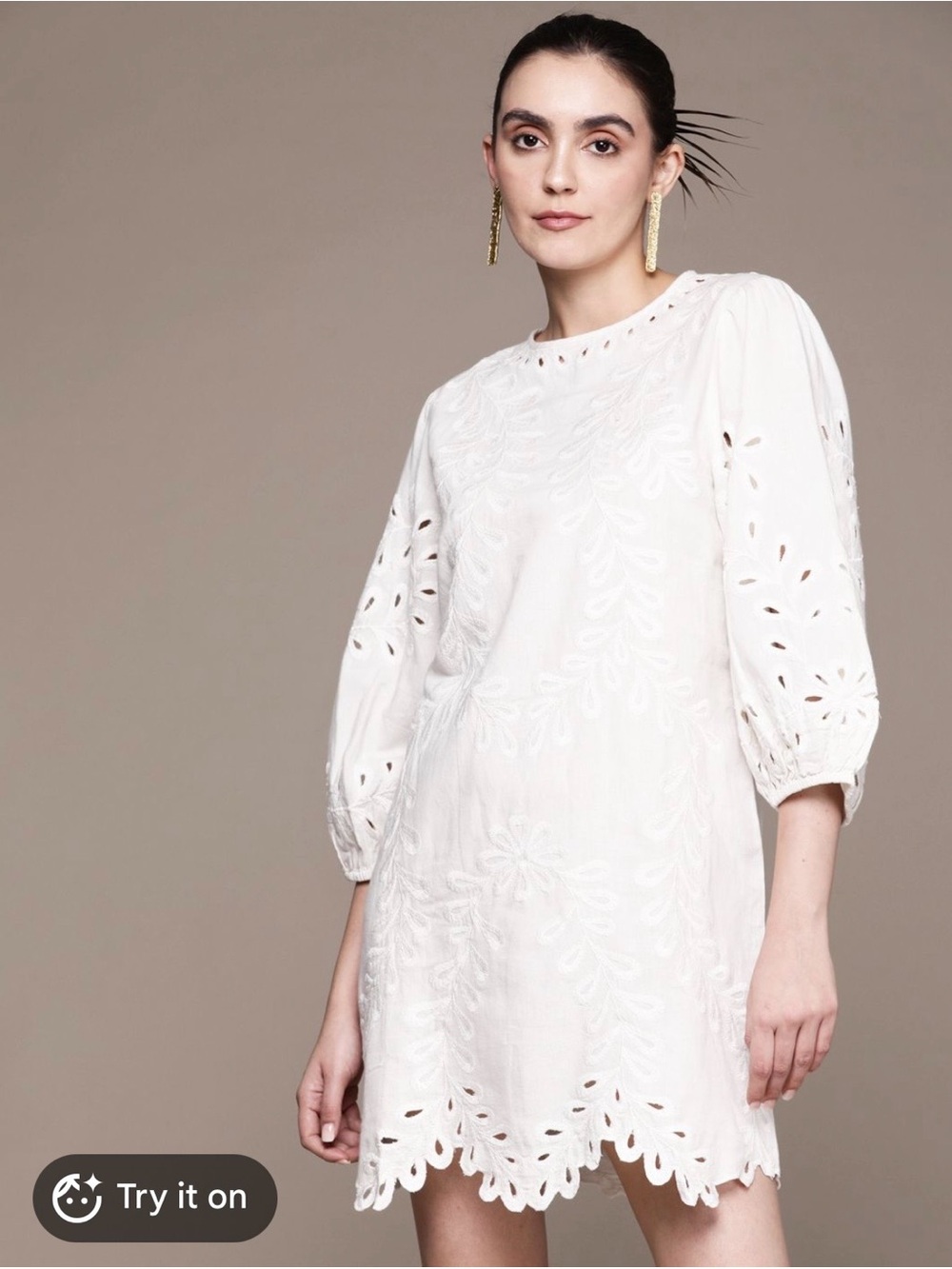 Mango White Eyelet Embroidered Mini Dress - Picture 2 of 6